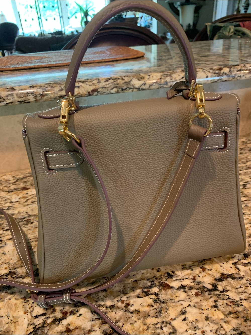 Designer Inspired Taupe Crossbody New - Picture 2 of 7